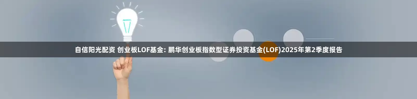 自信阳光配资 创业板LOF基金: 鹏华创业板指数型证券投资基金(LOF)2025年第2季度报告